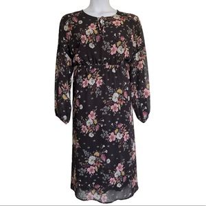 Suzanne Betro Black Floral Midi Dress Size 2X